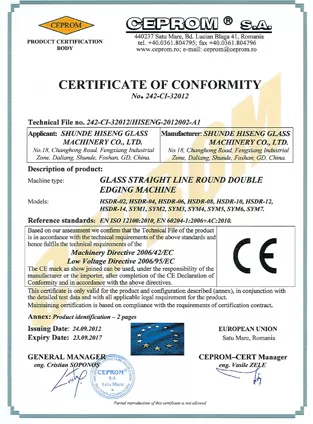 tcf glass straight line round double edging machine